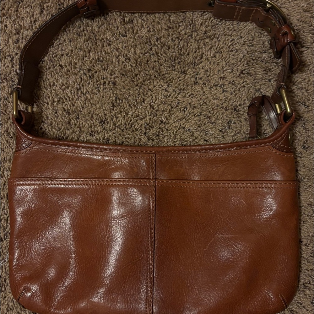 Coach Multicolor Plaid Interior with Brown Leather Patch